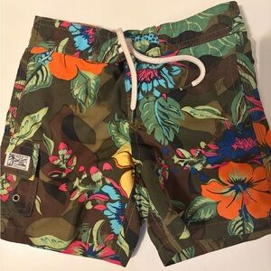 Polo by Ralph Lauren Kids Floral Swim Trunks - Green, Orange, Blue